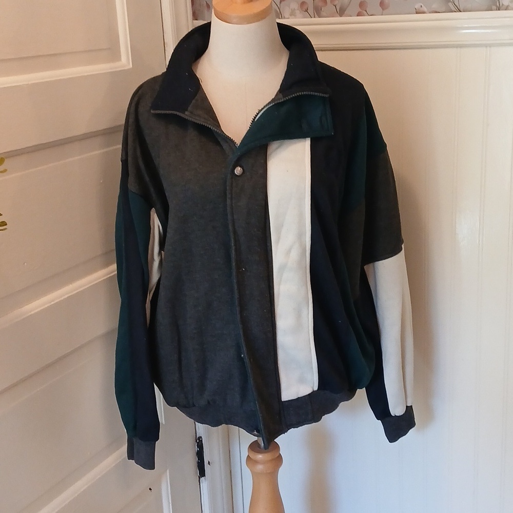 Vintage 80s Christian Dior Monsieur Men's Black and White Jacket Large